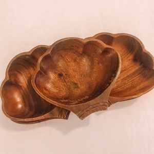 Vintage Set of 5 Wooden Shell Bowls